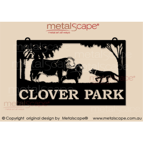 Metalscape - Farm Property Signs-Large Property Sign - Hereford Bull, merino & kelpie