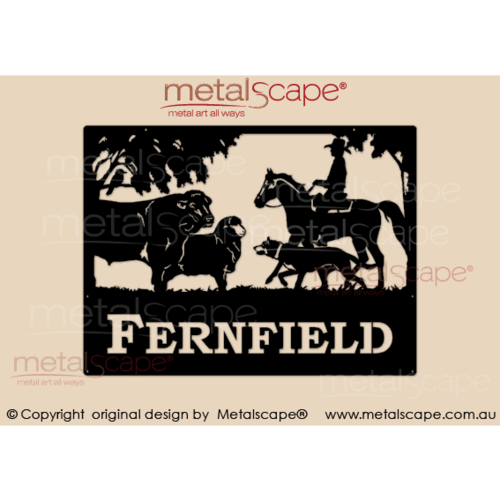 Metalscape - Farm Property Signs-Medium Property Sign - Hereford, Merino & Rider