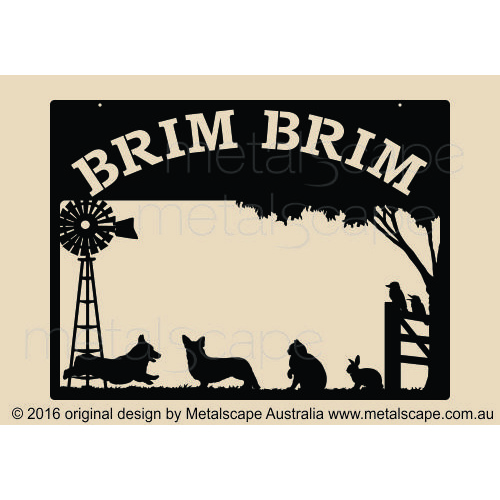 Metalscape - Farm Property Signs-Medium Property Sign - Corgis, Cat, Rabbit, Kookaburra, Windmill