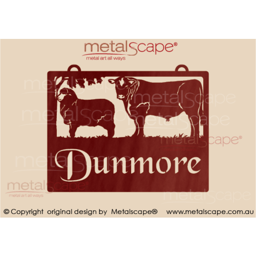 Metalscape - Farm Property Signs-Small Property Sign - Merino Ewe and Angus Bull