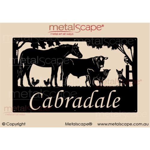Metalscape - Farm Property Signs-Large Property Sign - Horse, Cow and Farm Animals