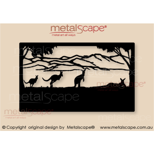 Metalscape - Farm Property Signs-Large Property Sign - Kangaroos & Mountains