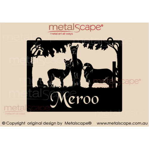 Metalscape - Farm Property Signs-Medium Property Sign - Alpacas & Merino Ewe