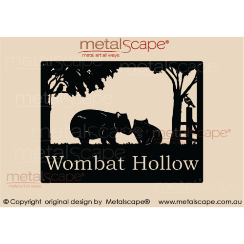 Metalscape - Farm Property Signs-Medium Property Sign - Wombat & Joey