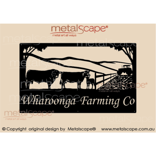Metalscape - Farm Property Signs-Large Property Sign - Angus Cattle, Tractor & Crop