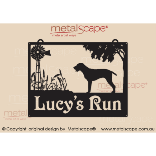 Metalscape - Farm Property Signs-Medium Property Sign - Windmill, Wheat & Short Haired Pointer