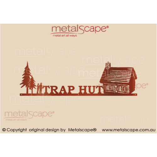 Metalscape - Farm Property Signs-Large Property Sign - Log Cabin, Couple and Pine Trees (No Frame)