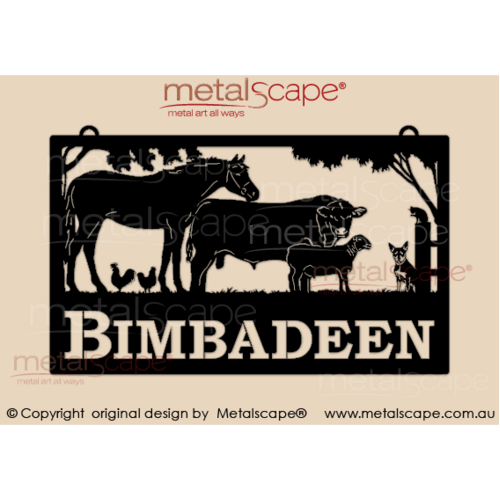 Metalscape - Farm Property Signs-Large Property Sign - Horse, Angus Bull, Dorset Sheep and Cat