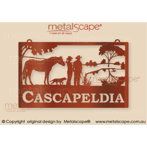 Metalscape - Farm Property Signs-Large Property Sign - Horse, Kelpie, Couple and Dam