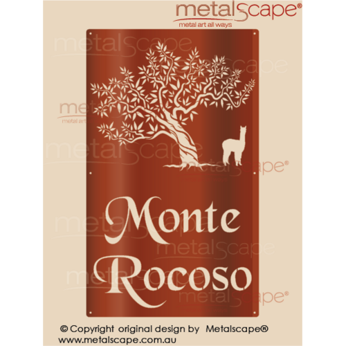 -Property Sign - Olive Tree and Alpaca 