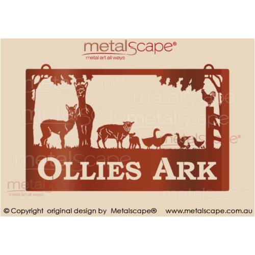 Metalscape - Farm Property Signs-Large Property Sign - Alpaca & Cria, Sheep & lamb and farm birds