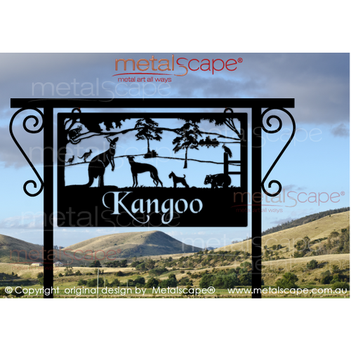 Metalscape - Farm Property Signs-Large Property Sign - Possum, Kangaroo, Greyhound, Mini Schnauzer, wombat, cockatoo