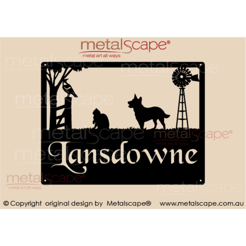 Metalscape - Farm Property Signs-Small Property Sign - Mixed Farm Animals & Windmill