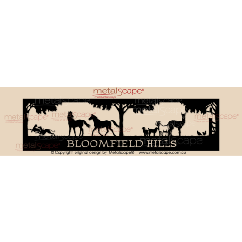 Metalscape - Farm Property Signs-Panoramic Property Sign - Horses and Farm Animals