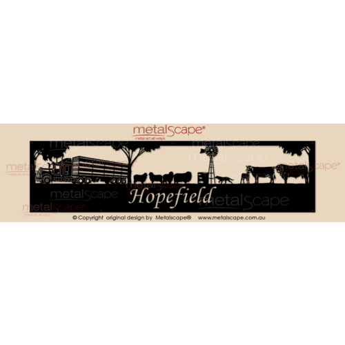 Metalscape - Farm Property Signs-Panoramic Property Sign - Truck Merinos Cattle