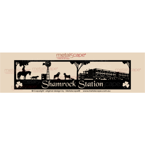 Metalscape - Farm Property Signs-Panoramic Property Sign -Horse Rider, Boer Goats, Windmill, Kelpie & Cattle Truck