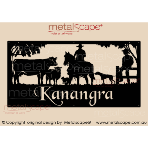 Metalscape - Farm Property Signs-XL Property Sign -  Farm animals rider