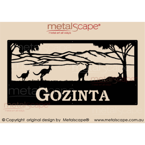 Metalscape - Farm Property Signs-XL Property Sign -  Kangaroos and mountains scene