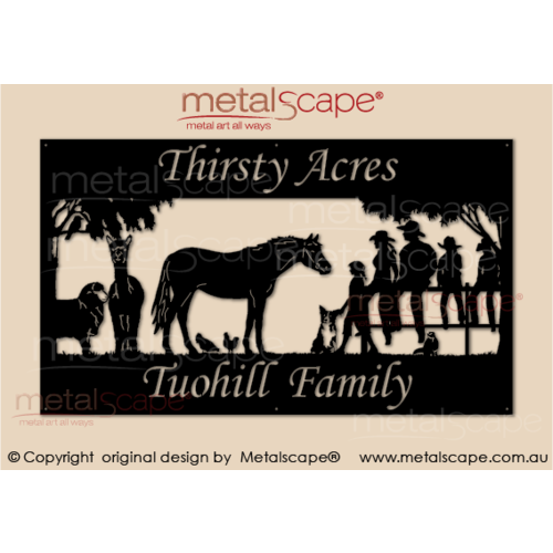 Metalscape - Farm Property Signs-XL Property Sign -  Sheep, Alpaca, Horse and Family