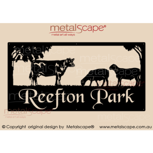 Metalscape - Farm Property Signs-XL Property Sign -  Angus Cow and Dorper Sheep