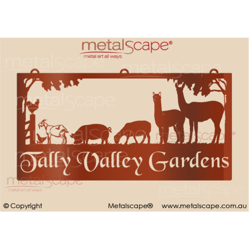 Metalscape - Farm Property Signs-XL Property Sign - Llama, Alpaca, Dorper, Pig, Goat & Chickens