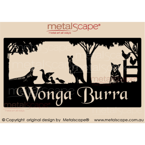 Metalscape - Farm Property Signs-XL Property Sign - Water Dragon, Ducks & Ducklings, Wallaby, Cattle Dog, Chickens