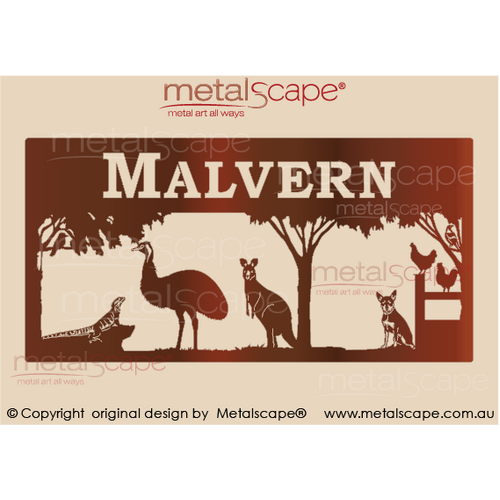 Metalscape - Farm Property Signs-XL Property Sign -  Water Dragon, Emu, Wallaby, Kelpie and Chickens