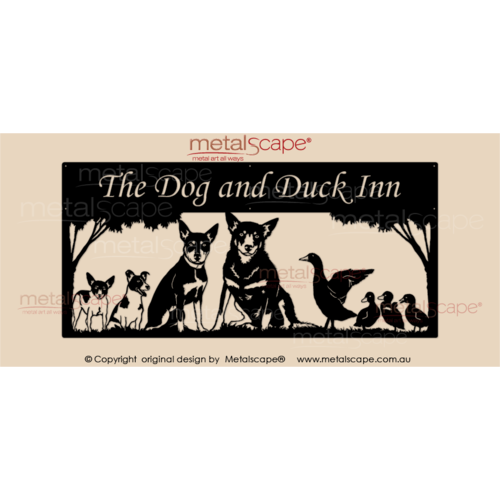 Metalscape - Farm Property Signs-XL Property Sign - Jack Russell, Fox Terrier, Kelpie & Cattle Dog and Ducks