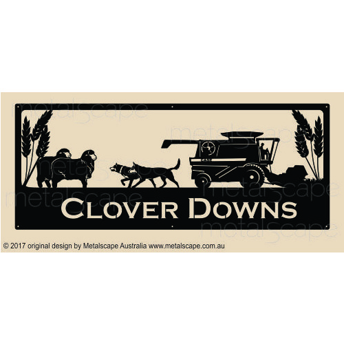 Metalscape - Farm Property Signs-XL Property Sign - Wheat, Merino Sheep, Kelpies, Case Header