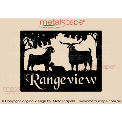 Metalscape - Farm Property Signs-Medium Property Sign - Cashmere Goats x 3