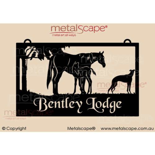 Metalscape - Farm Property Signs-Medium Property Sign - Mare, Foal & Greyhound