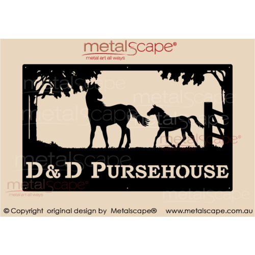 Metalscape - Farm Property Signs-Large Property Sign - Mare & Foal Running
