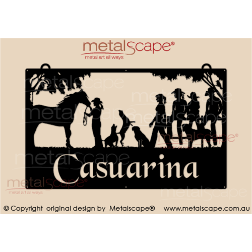 Metalscape - Farm Property Signs-Large Property Sign -Horses, dogs and Family