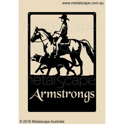 Metalscape - Farm Property Signs-Small Property Sign - Horse, Rider and Kelpie