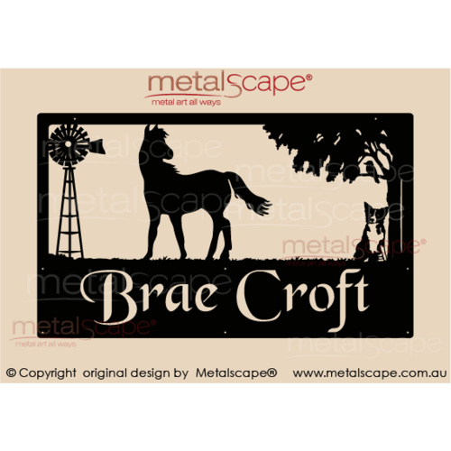 Metalscape - Farm Property Signs-Large Property Sign - Horse, Collie Dog & Windmill