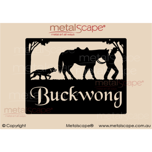 Metalscape - Farm Property Signs-Small Property Sign - Dog, Horse & Female Drover