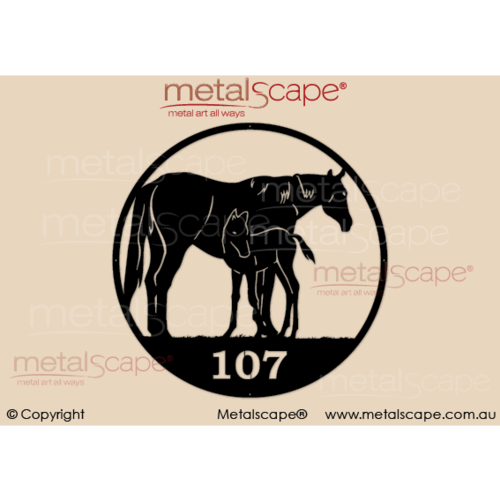 Metalscape - Farm Property Signs-Property Sign -  Mare and Foal in Circle