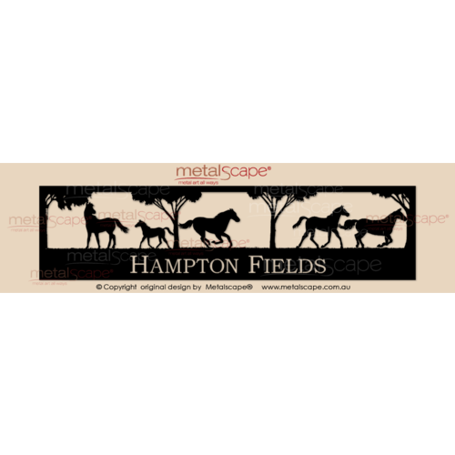 Metalscape - Farm Property Signs-Panoramic Property Sign - 5 Horses