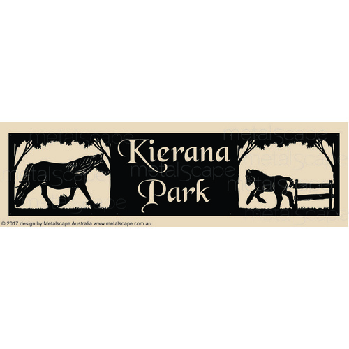 Metalscape - Farm Property Signs-Panoramic Property Sign -  Cob Mare & Foal