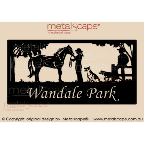 Metalscape - Farm Property Signs-XL Property Sign -Landscape Premium Horse Scene