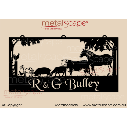 Metalscape - Farm Property Signs-XL Property Sign - Horse Scene with Labrador and Staffy