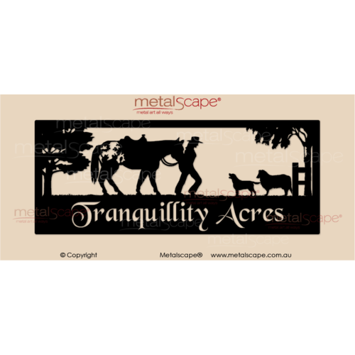 Metalscape - Farm Property Signs-XL Property Sign - Jillaroo, Horse and Dogs