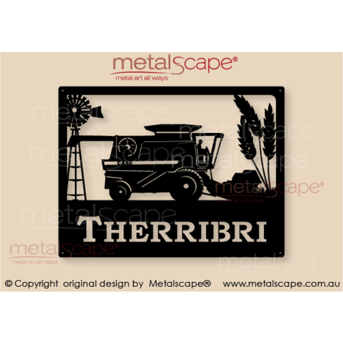 Metalscape - Farm Property Signs-Medium Property Sign - Case Header & Wheat Heads