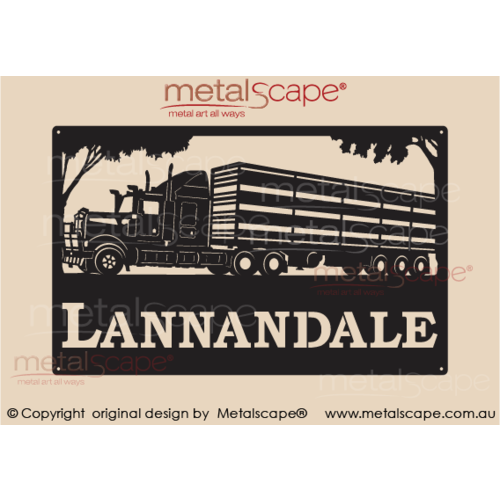 Metalscape - Farm Property Signs-Medium Property Sign Truck KW 904 Semi Sheep crates