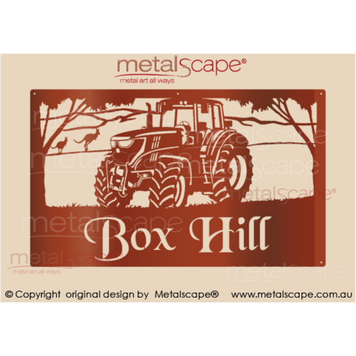 Metalscape - Farm Property Signs-Large Property Sign Tractor Mountains