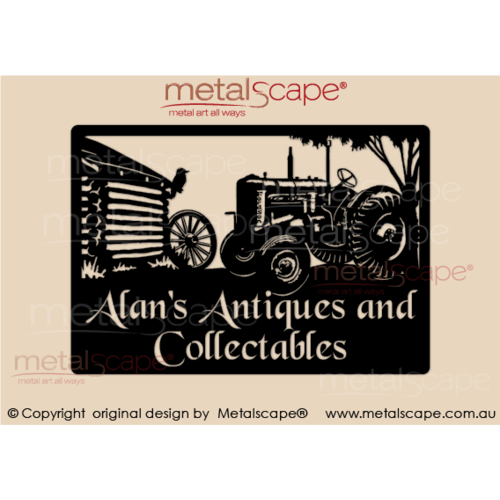 Metalscape - Farm Property Signs-Large Property Sign - Tractor and Shed