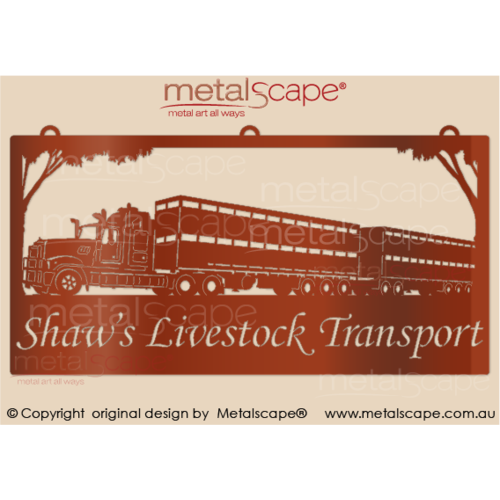 Metalscape - Farm Property Signs-Farm Property Sign -Mack Truck Road Train with Cattle Crates