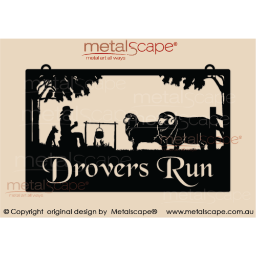 Metalscape - Farm Property Signs-Large Property sign - Camp fire and Merino scene