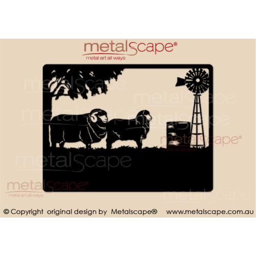 Metalscape - Farm Property Signs-Medium Property Sign - Merinos Windmill and Watertank