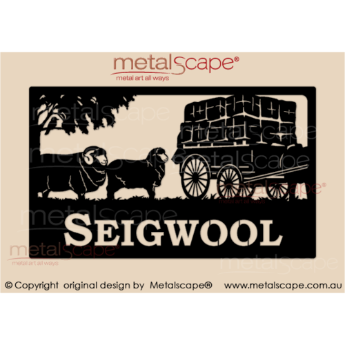 Metalscape - Farm Property Signs-Large Property Sign - Premium Landscape Merinos and Wool Wagon